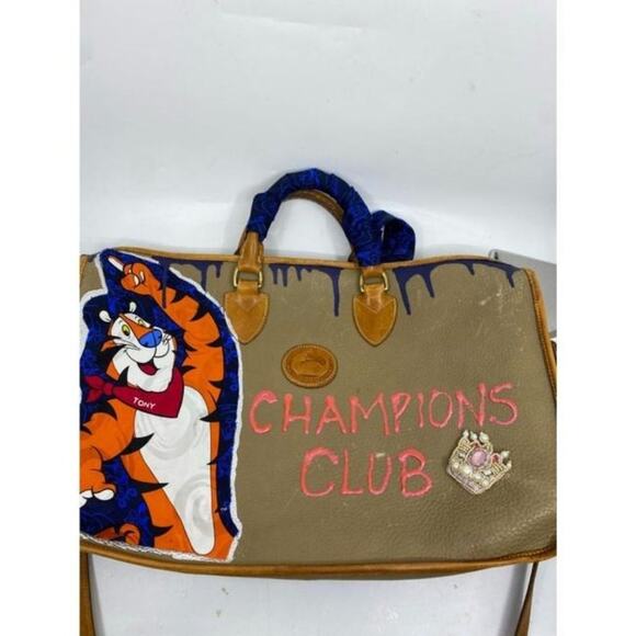 Dooney And Bourke Vintage Large Customized Blue Brown Leather Cross Body… - Picture 3 of 12